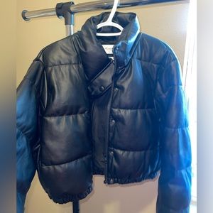 Kancan leather puffer jacket